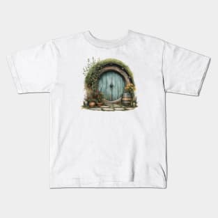 Halfling Round Door in Watercolor - Fantasy Kids T-Shirt